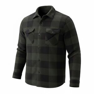 Black and Green Plaid Shirt Jacket